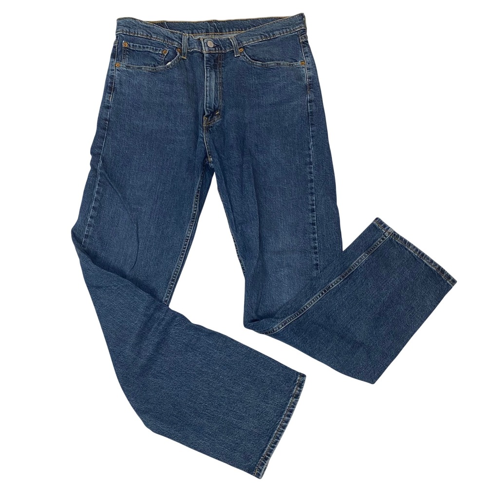 Levis 505 Mens‎ Jeans 36x33 Regular Fit Straight Leg Blue Stretch Denim